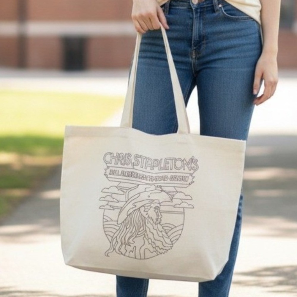 Chris Stapleton All American Road Show Canvas Tote Bag Natural Off White Concert